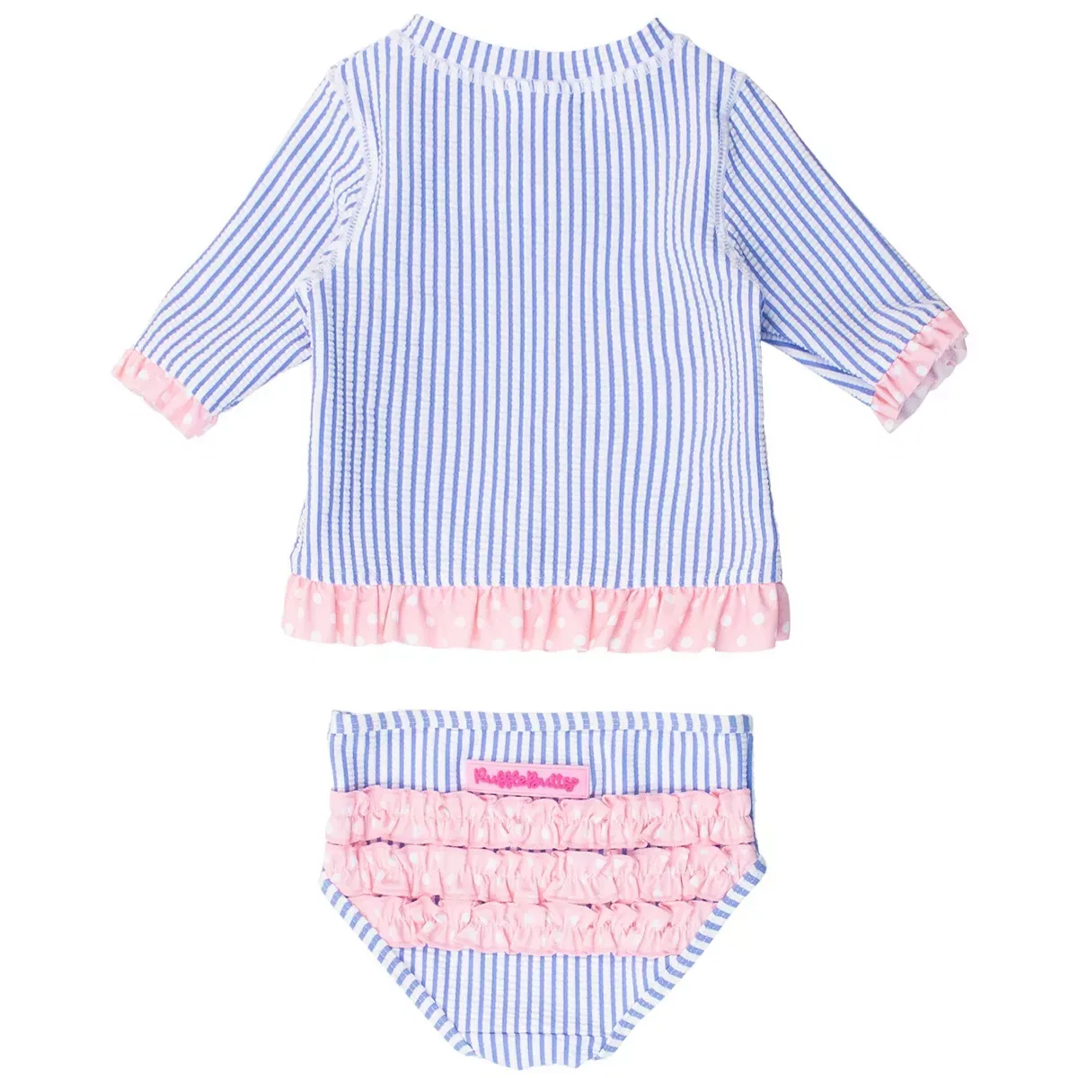 Детский бикини-комплект для девочек с длинным рукавом RuffleButts, Periwinkle Blue — фото 2