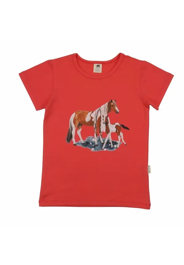 Футболка с принтом Little & big horses Walkiddy, Coral, коралловый