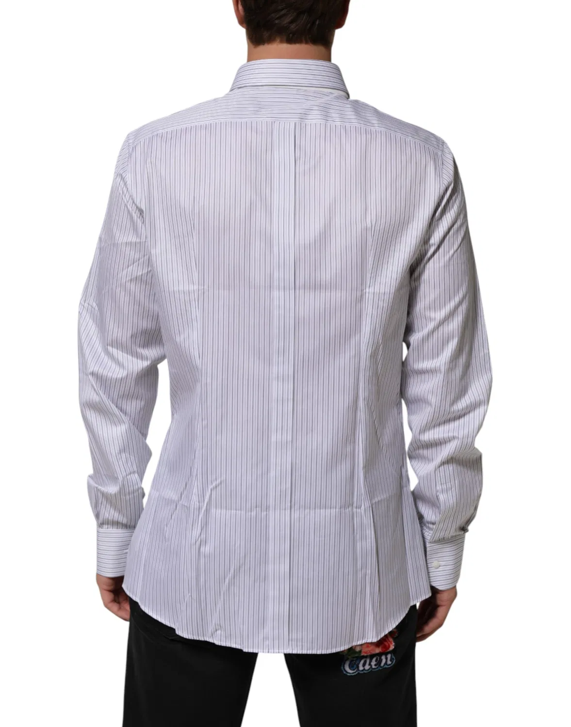 Мужская рубашка с длинным рукавом с принтом полоска GOLD Dress Shirt Dolce & Gabbana, White — фото 4