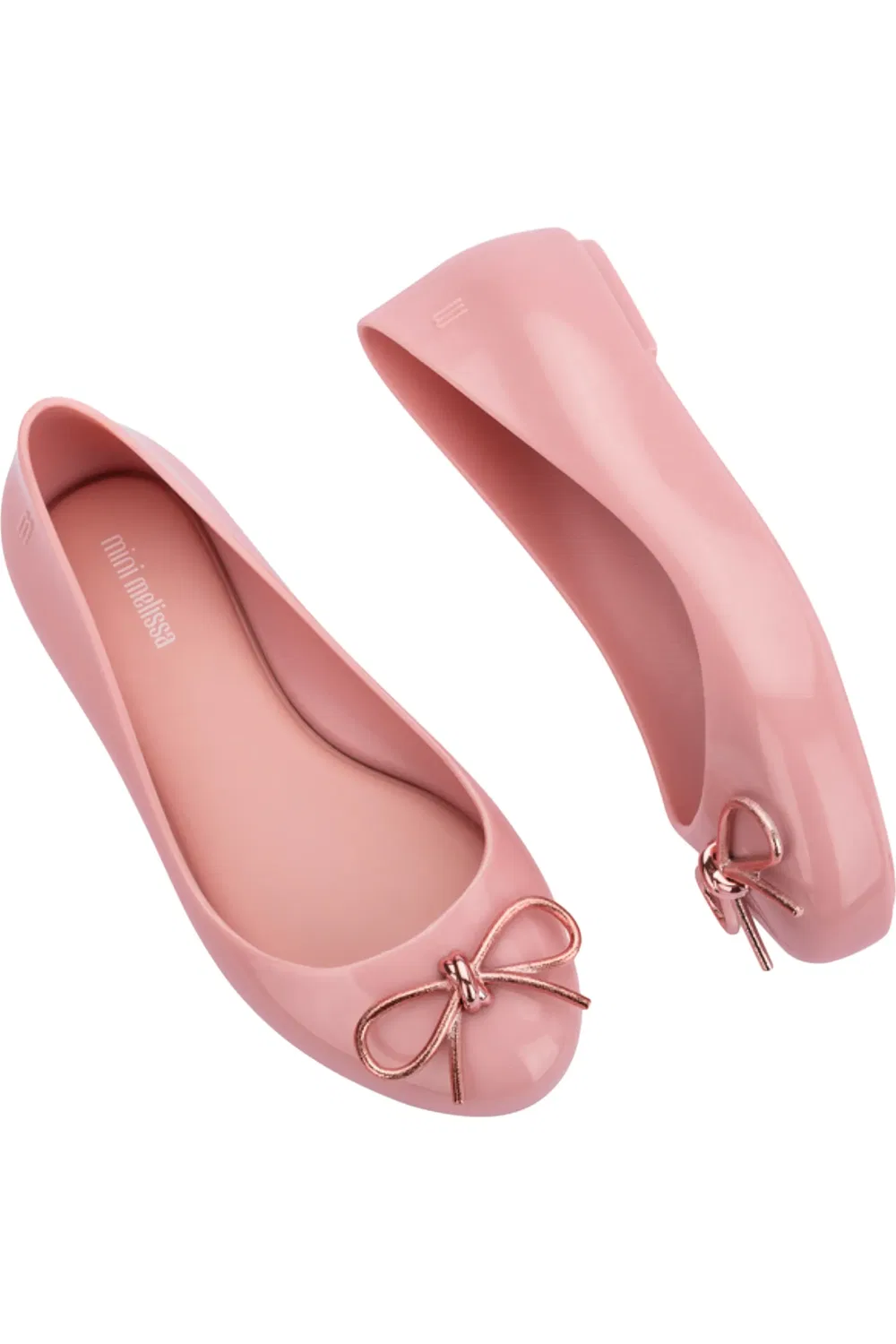 Детские балетки с металлическим бантом Sweet Love Mini Melissa, Metallic Pink — фото 4
