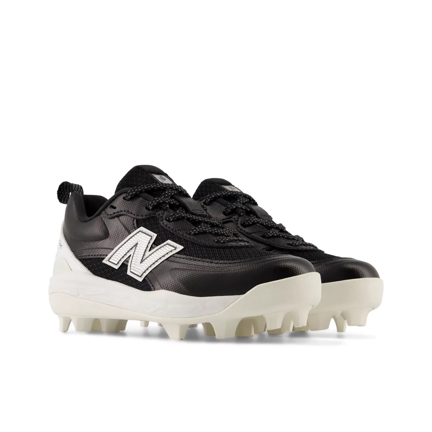 Детские бутсы для софтбола с шипами Velo v5 Rubber Molded New Balance, Black With Metallic Silver — фото 2