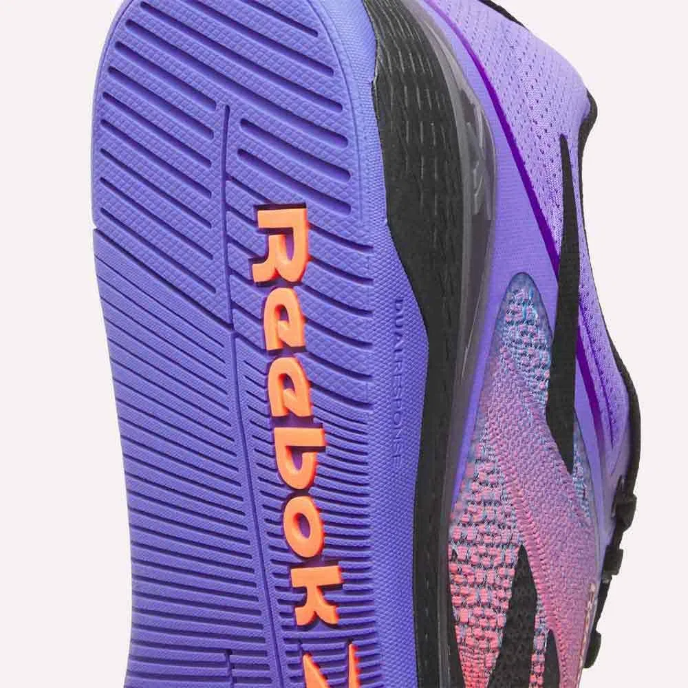 Детские кроссовки для девочек с липучкой Nano X5 Reebok, Ftw White Flash Orange Royal Purple — фото 2