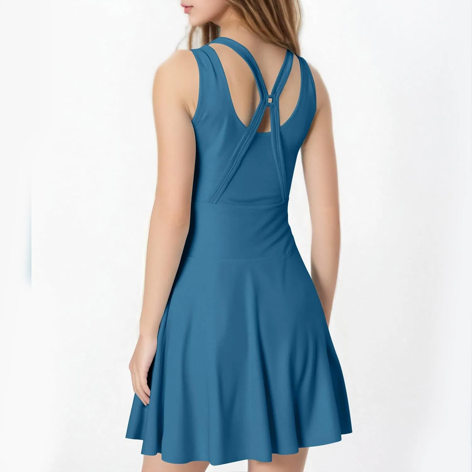 Женский слитный купальник swimdress с утяжкой живота, Blue — фото 4