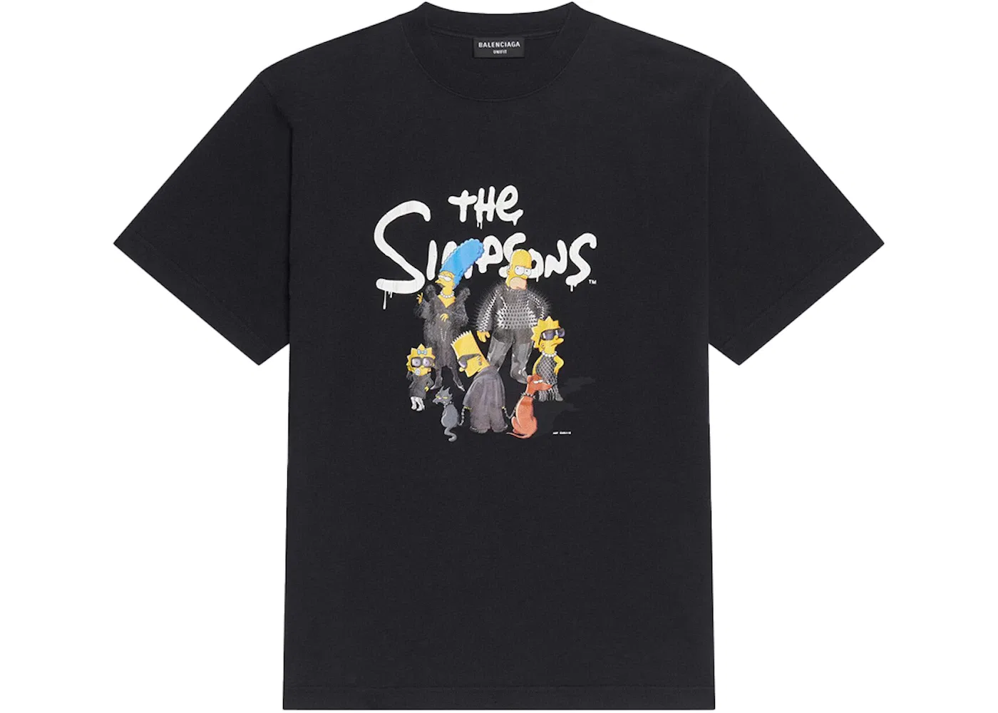 Женская футболка с принтом Balenciaga x The Simpsons, Black