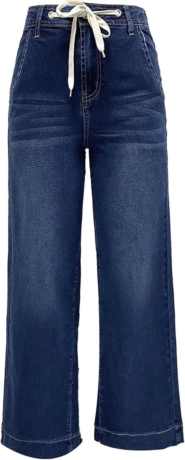 

Женские джинсы high rise straight leg с эластичным поясом и шнурком