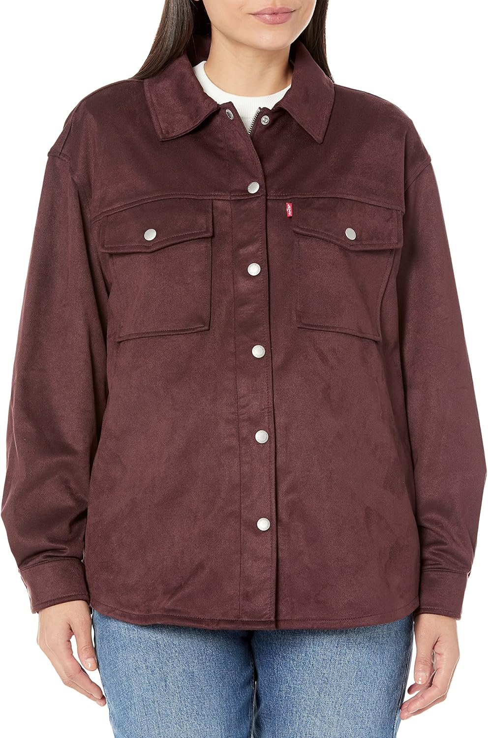 

Женская куртка-рубашка Levi's из мягкой искусственной замши (стандартные и большие размеры), Burgundy