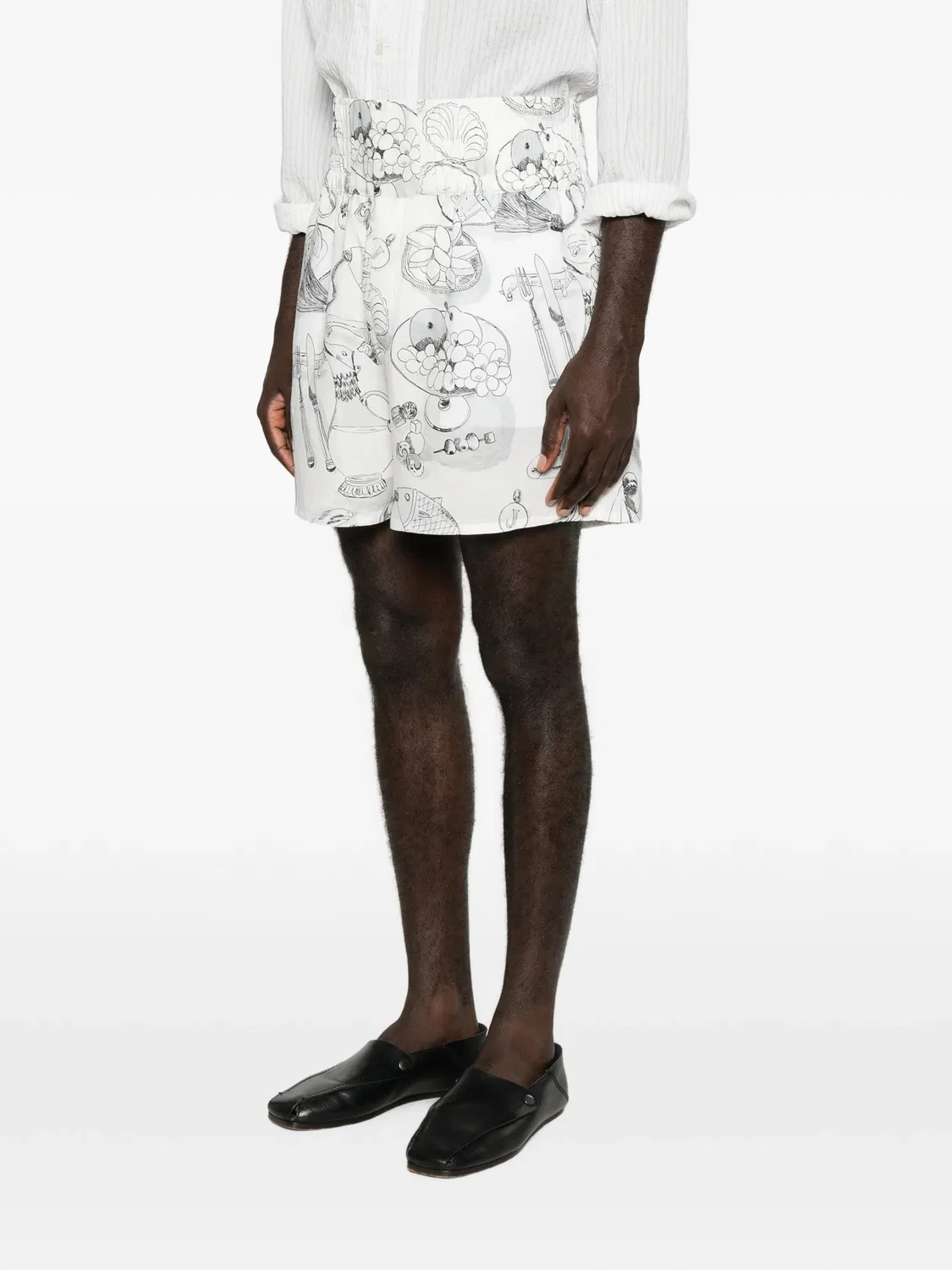 Шорты с завышенной талией и графичным принтом Jacquemus, белый — фото 3