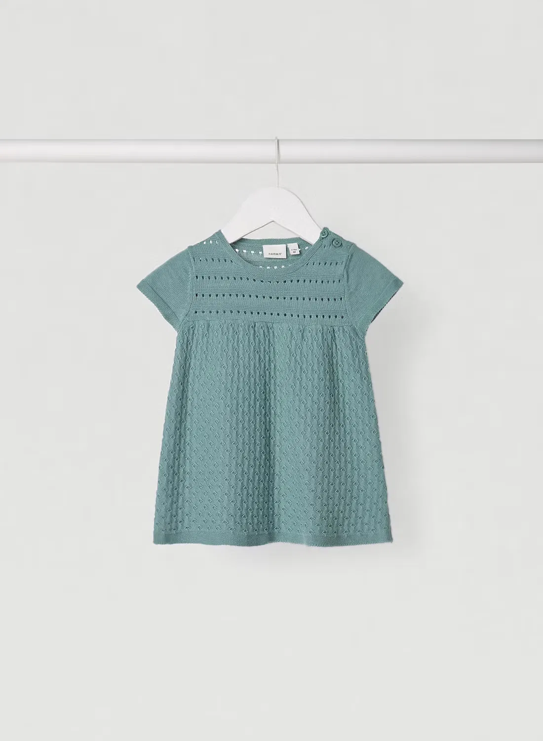 Платье вязаное с перфорацией Baby Larine Name It, зеленый