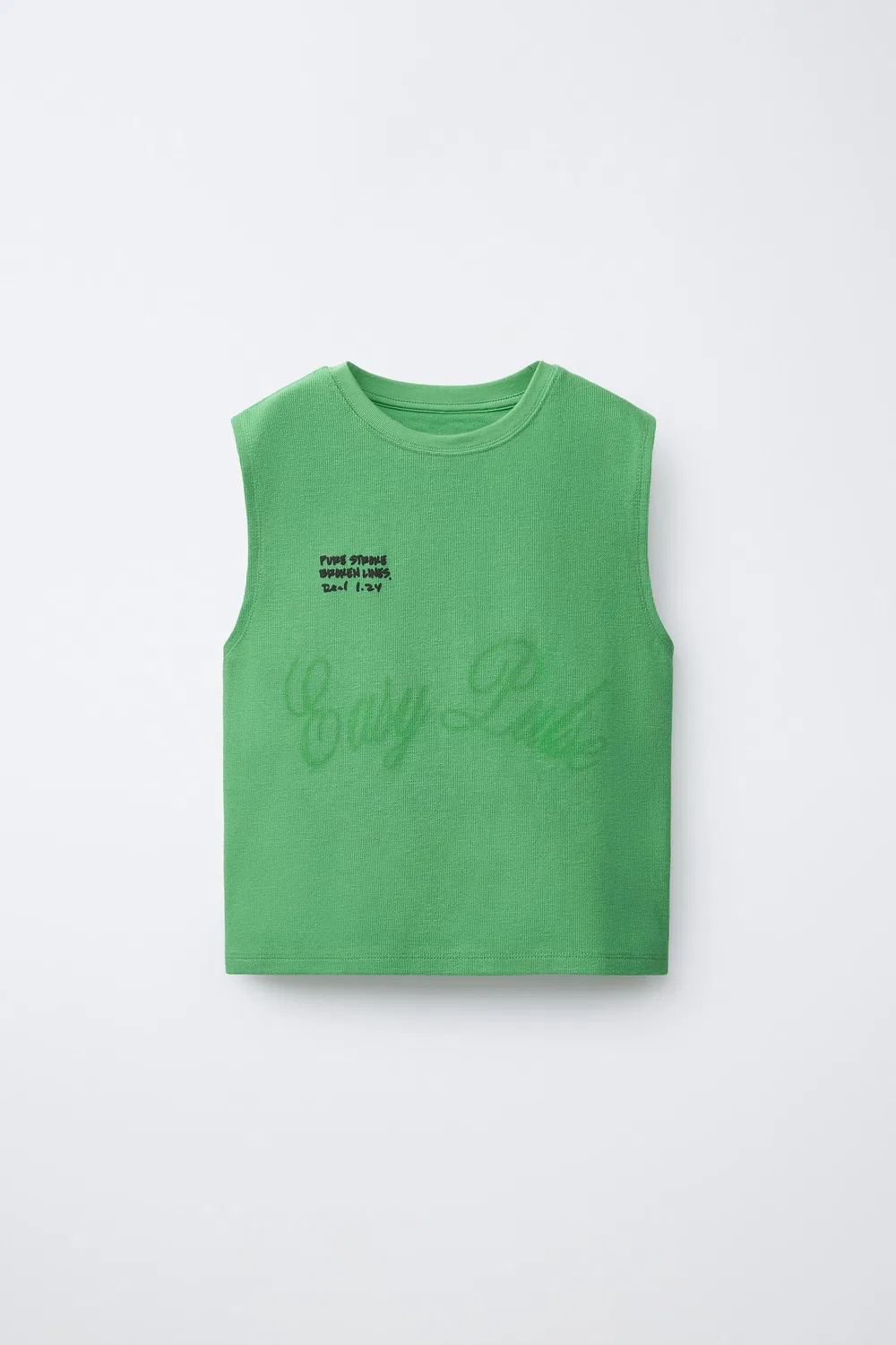 Топ без рукавов с рельефным слоганом ZARA, Green