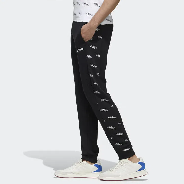 Спортивные штаны с принтом и вставками из трикотажа на резинке Adidas, черный — фото 4
