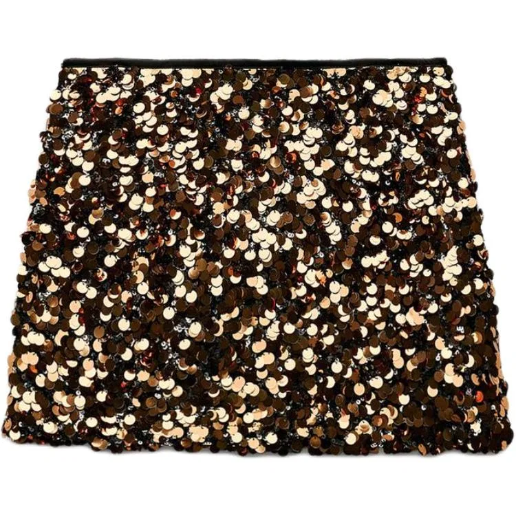 Женская юбка Casual Short Skirts Gold ZARA, Gold — фото 3