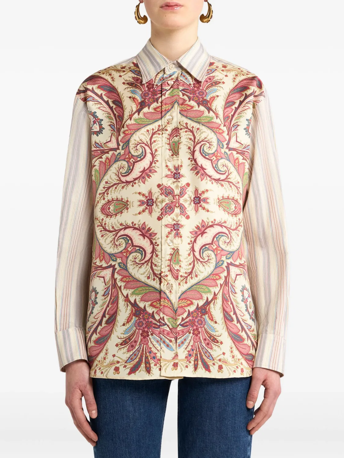 Сорочка с принтом "пейсли" ETRO, нейтральный — фото 2