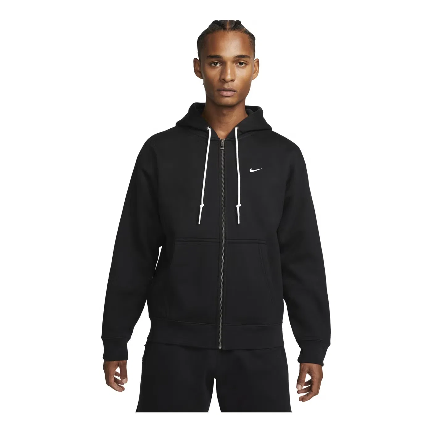 Худи на молнии с полной застежкой Solo Swoosh Nike, черный