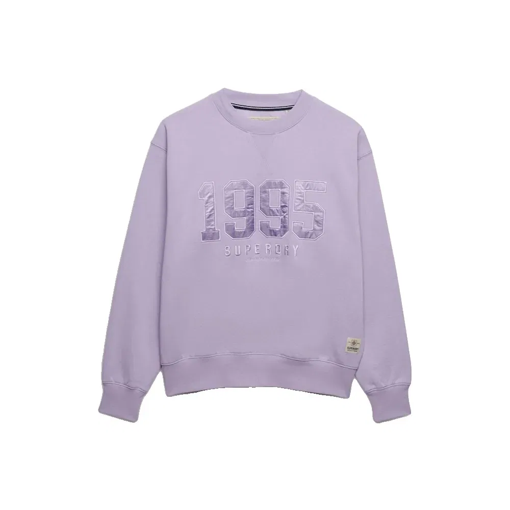Свитшот Varsity Satin Applique Crew Superdry, фиолетовый — фото 3