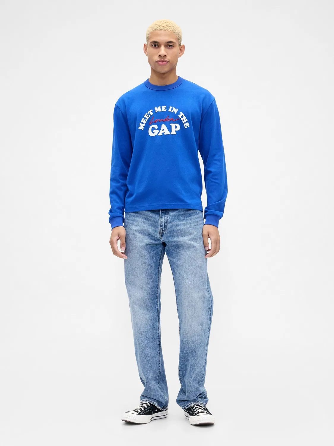 Футболка с длинным рукавом Gap London Logo, синяя — фото 3