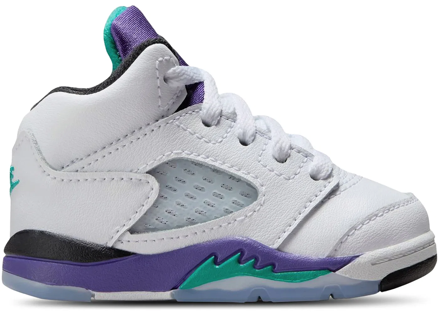Детские кроссовки Lifestyle с ретро-дизайном Jordan 5 Retro Jordan, White/Grape Ice-New Emerald