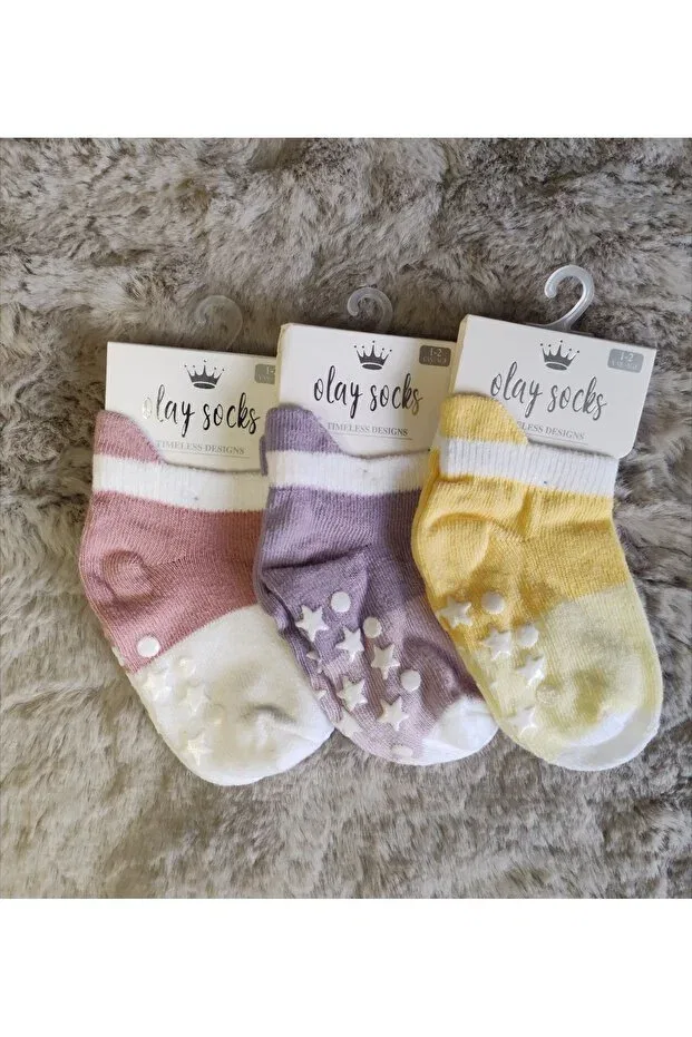 Детские носки хлопковые набор 3 пары Basics Olay Socks, Yellow - Purple - Damson