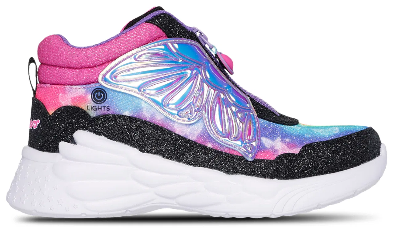 Детские ботинки для девочек с подсветкой Butterfly Express Skechers, Black Multi