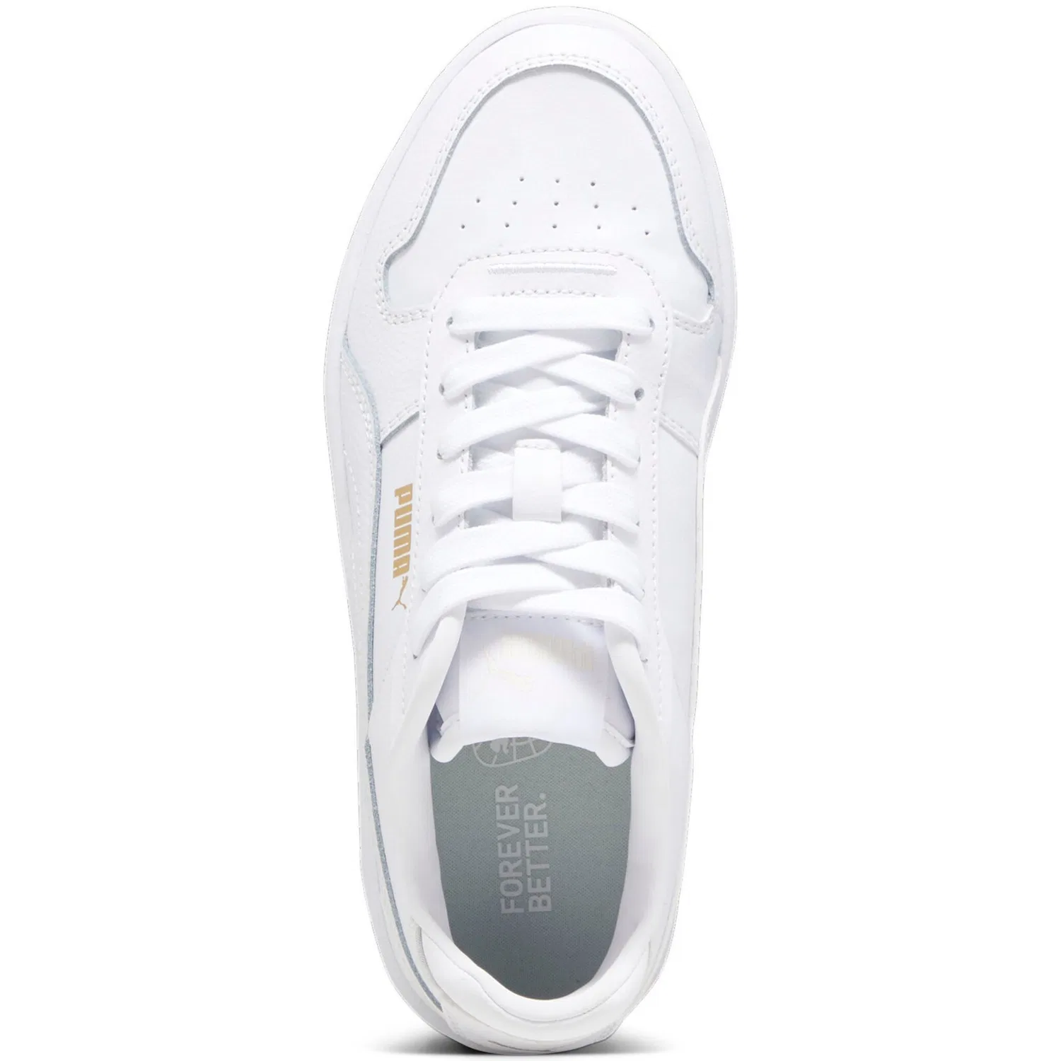 Детские кожаные кроссовки с платформой Puma, White/Gold — фото 4