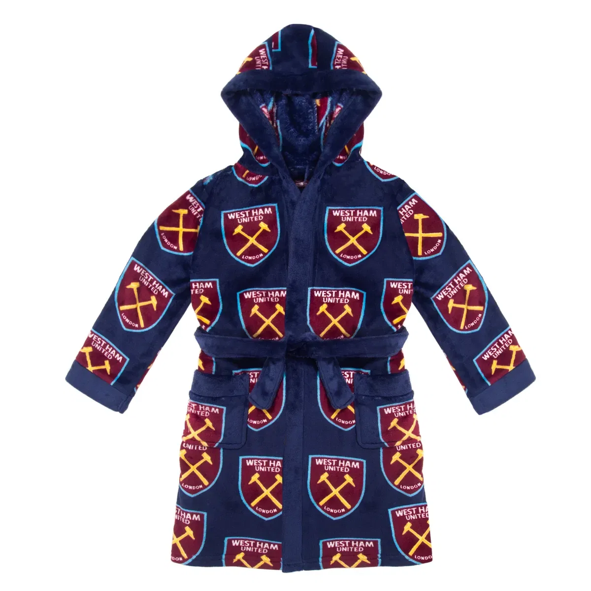 Детский халат из флиса с капюшоном West Ham United Fc, Blue