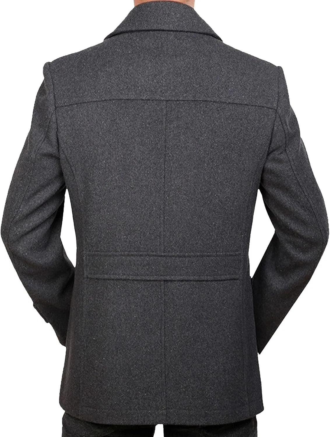Мужское пальто slim fit с однобортной застежкой, с лацканами, хлопковое, серый — фото 3