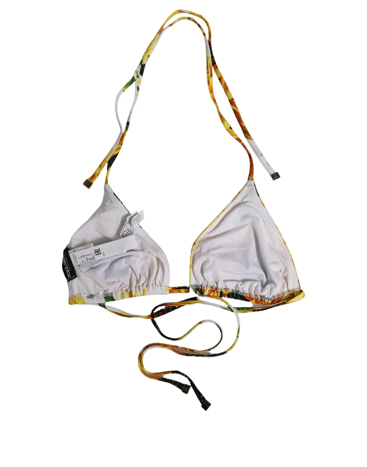 Женский топ бикини с завязками на шее с принтом подсолнуха Halter Bikini Top Dolce & Gabbana, Multicolor