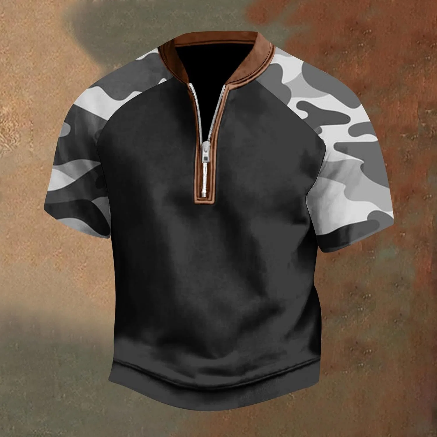 Мужская футболка с камуфляжным принтом Quarter Zip Pullover, Multicolor — фото 2