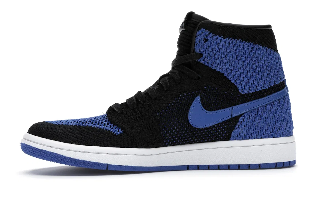 Детские кроссовки с высоким верхом Flyknit Jordan 1 Retro High Flyknit Jordan, Black/Game Royal-White — фото 3