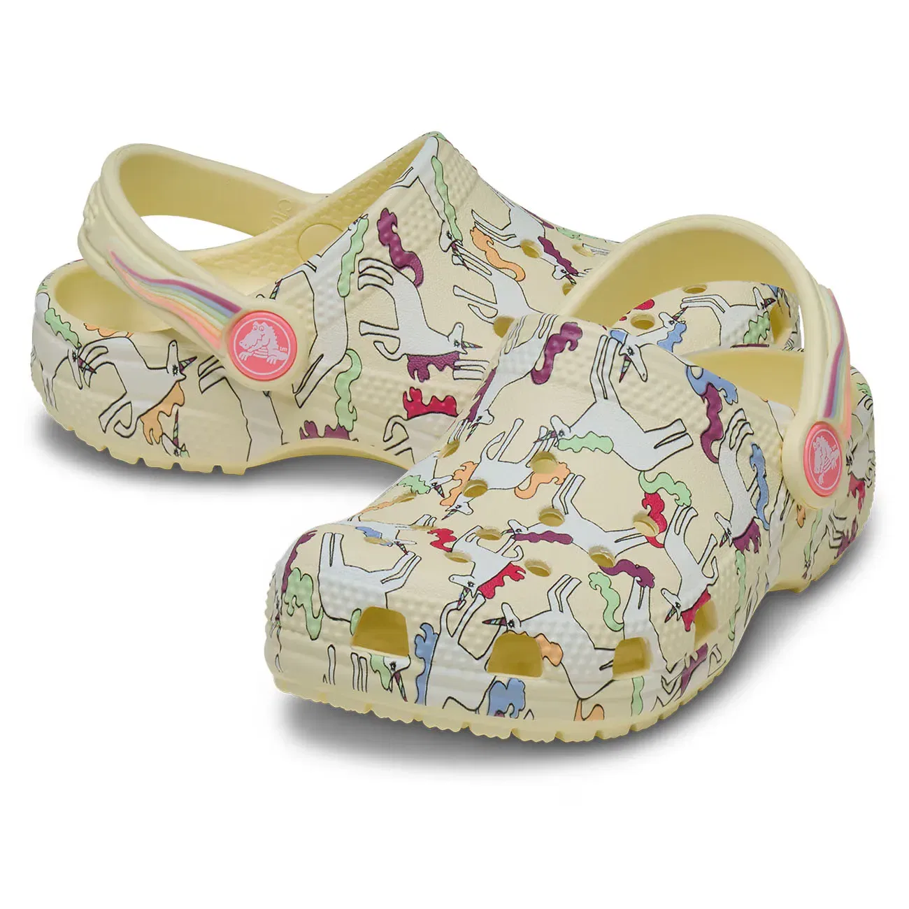 Детские сабо для мальчиков и девочек Classic Unicorn Graphic Clog T Crocs, Amarillo — фото 2
