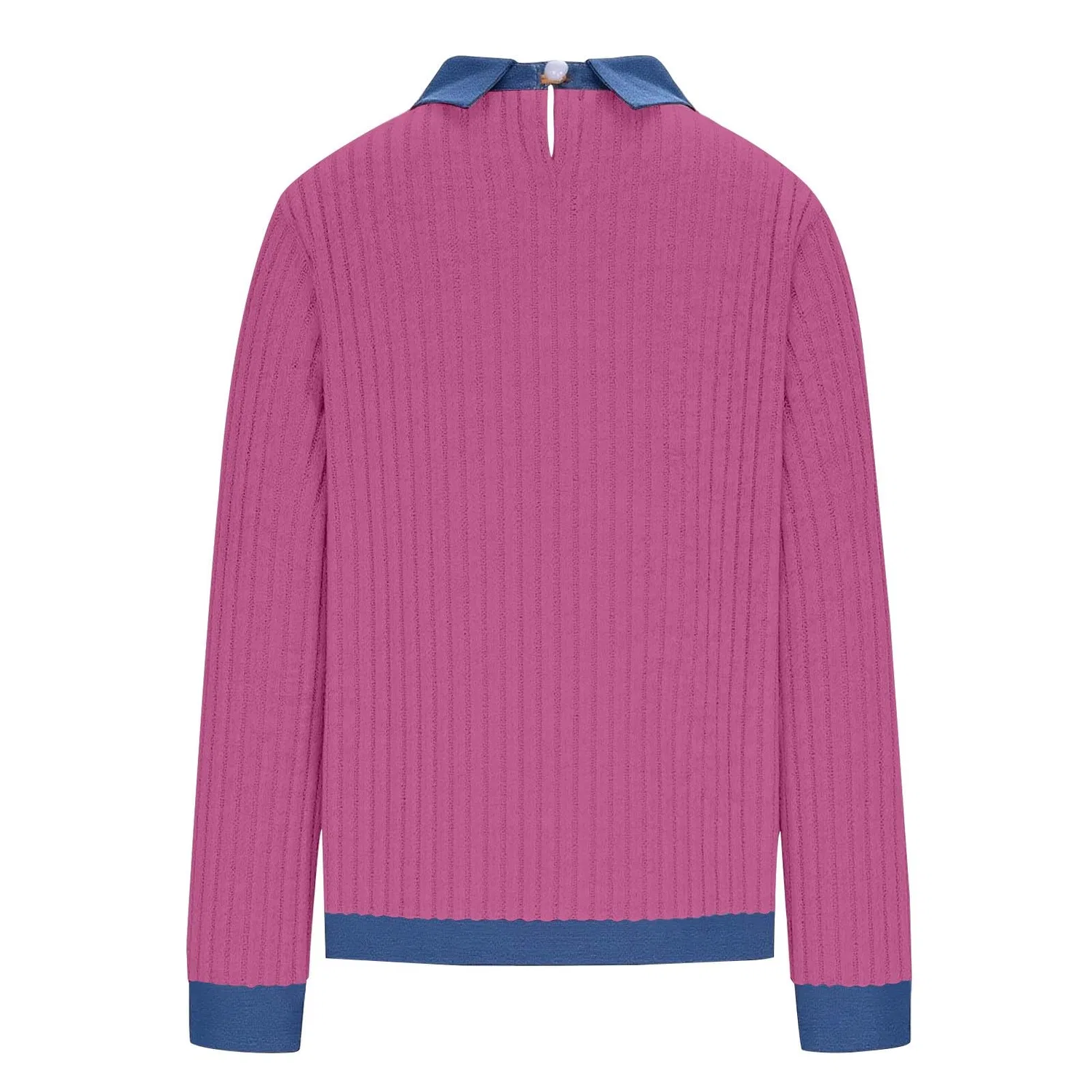 Женский свитшот с джинсовыми вставками Vintage Stitching Patchwork, Zb-pink — фото 4