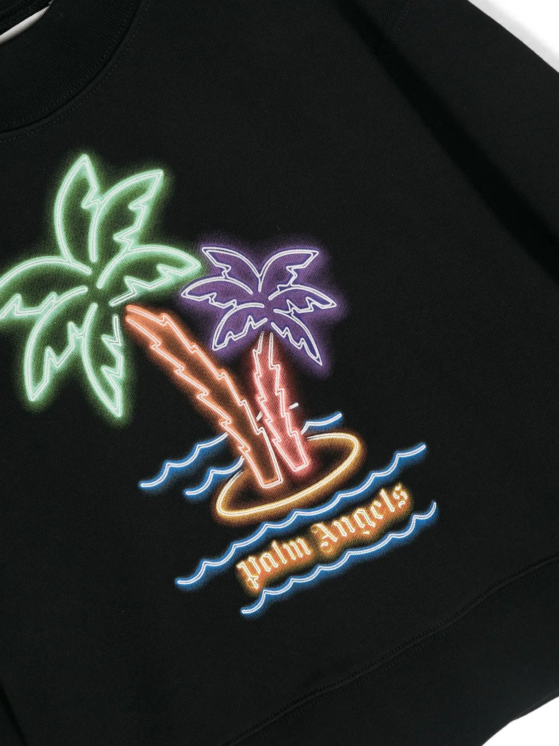 Свитшот Neon Palms из хлопка Palm Angels, черный — фото 3