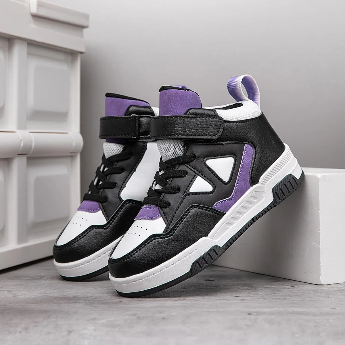 Детские кроссовки с кожаным верхом Retro Street Style JTTIO, Purple — фото 3