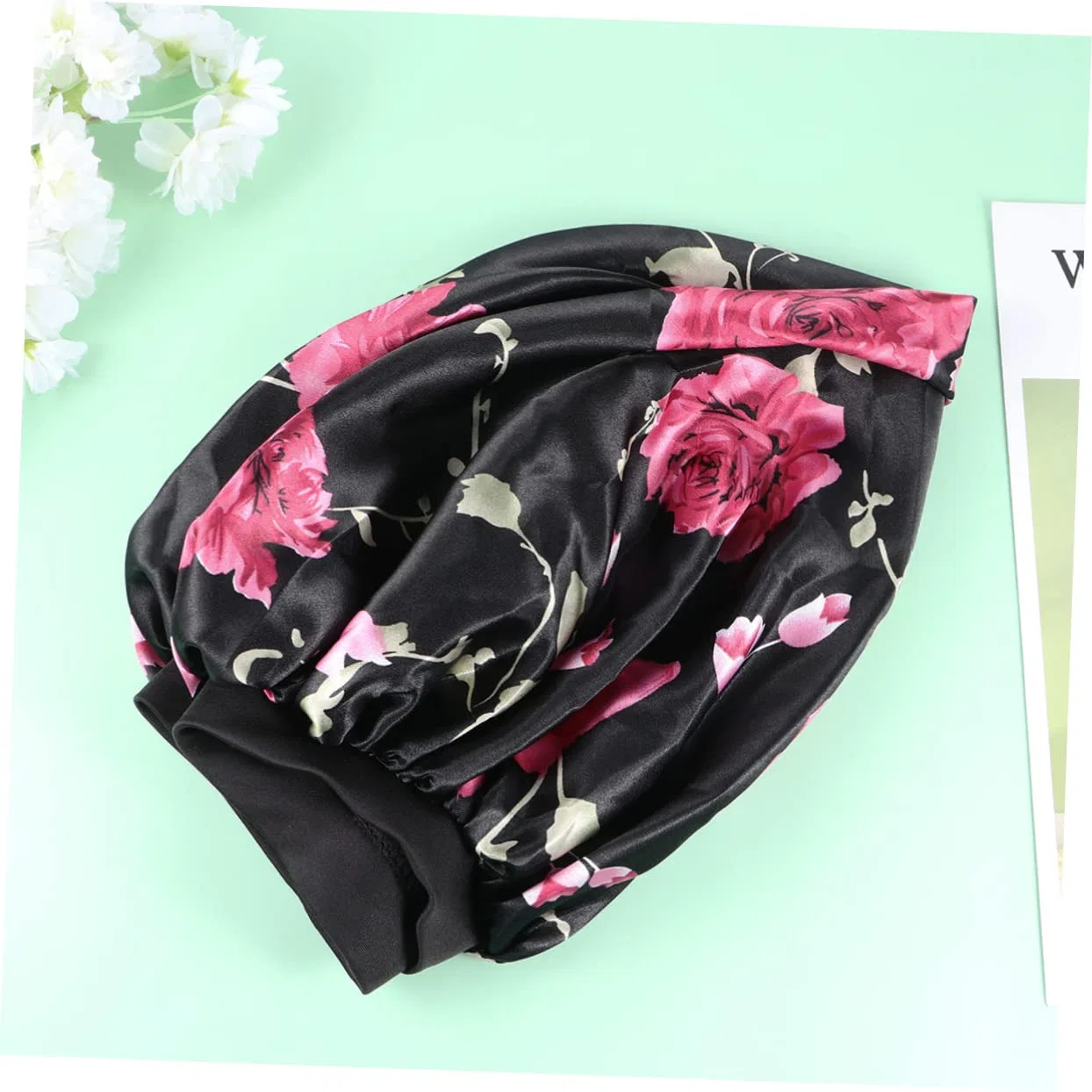 Шапочка для душа Satin Flower Printed, FRCOLOR, 3 шт, 32x29 см, Black — фото 4