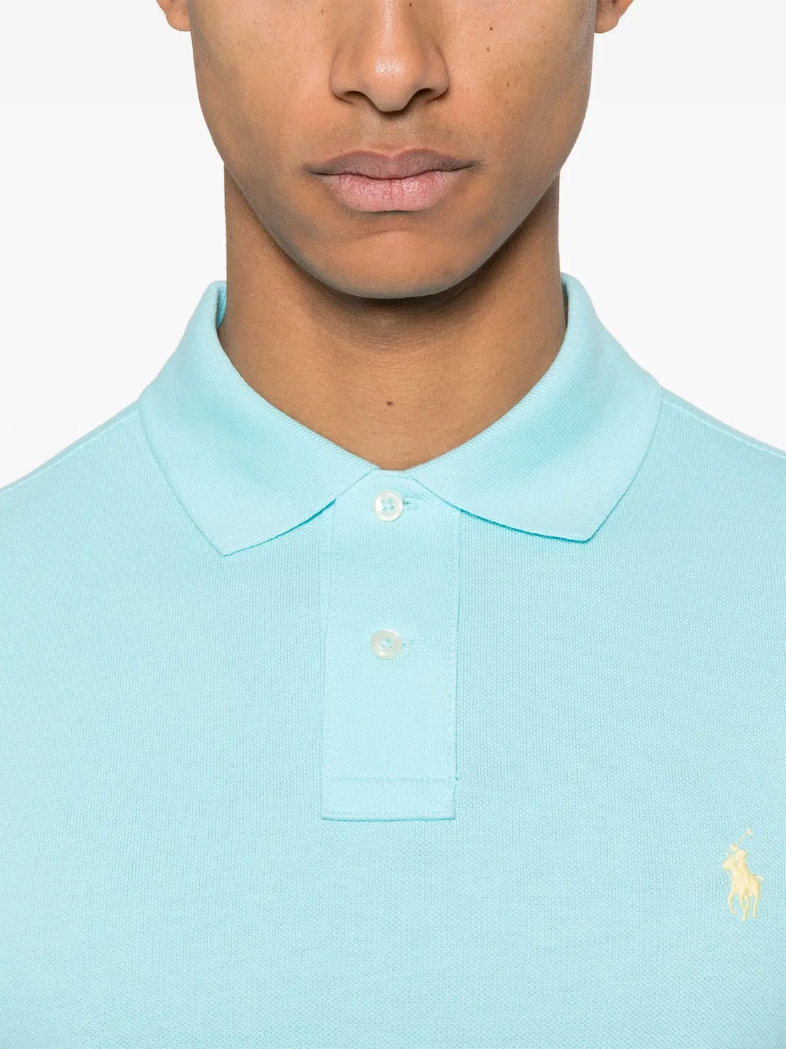 Поло с вышитым логотипом Pony Polo Ralph Lauren, циановый — фото 2