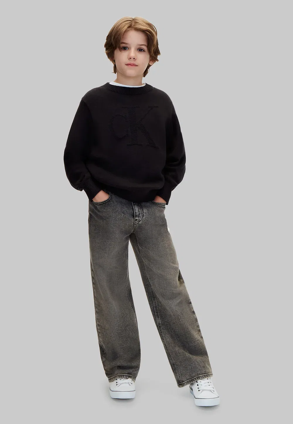 Детский вязаный джемпер с логотипом - джемпер Calvin Klein Jeans, Pvh Black
