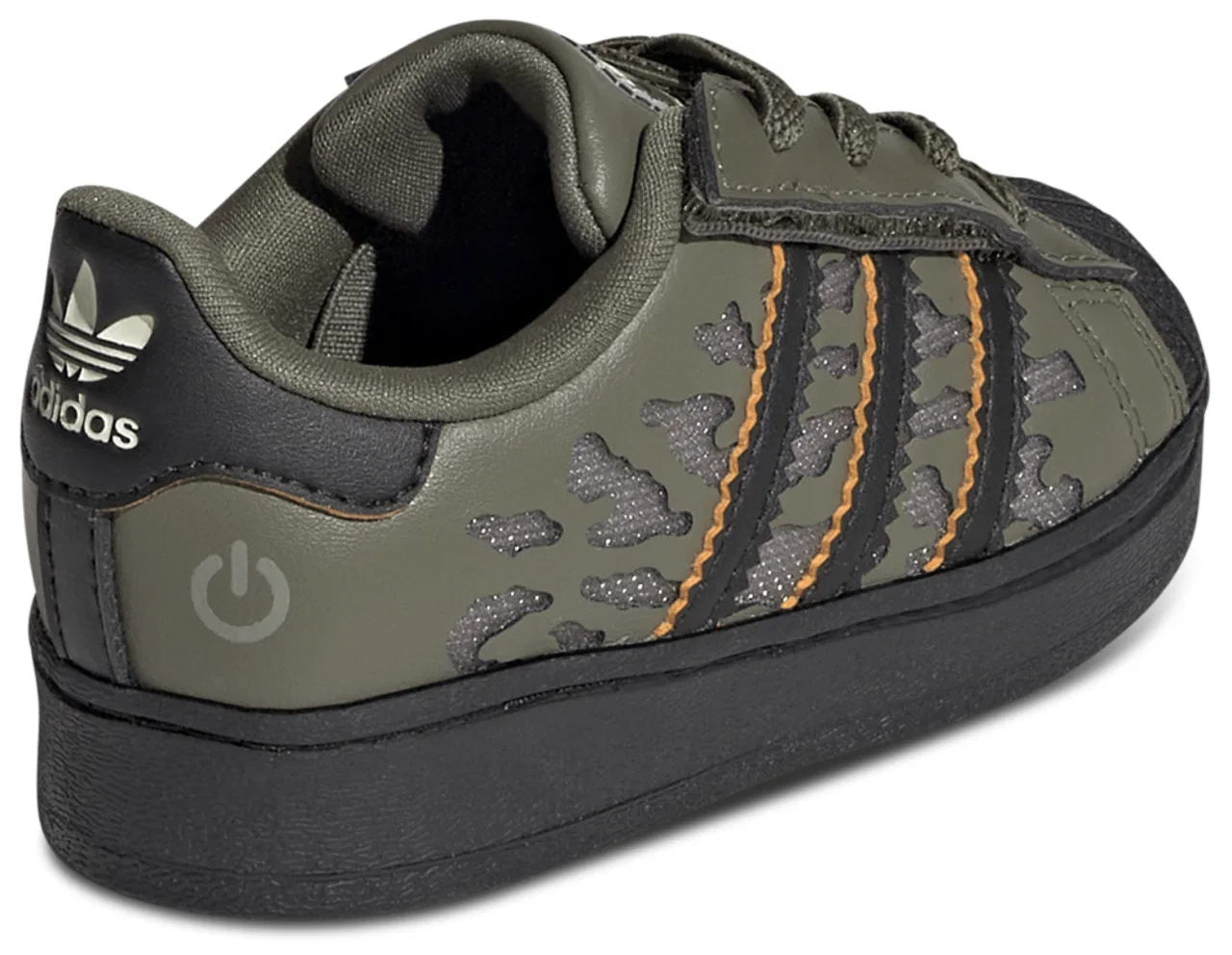 Детские кроссовки для мальчиков с LED-подсветкой Superstar adidas, Silver Pebble Olive Strata Core Black — фото 3