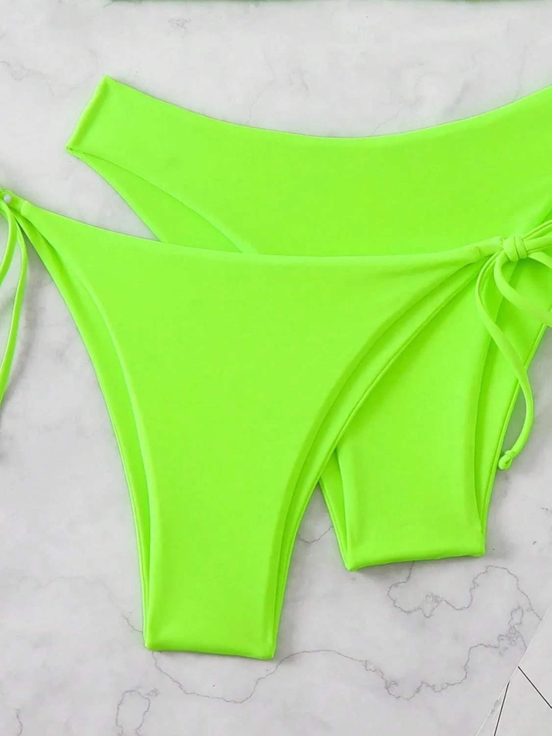 Женский бикини-сет с высокой талией и открытой спиной, Lime Green — фото 2