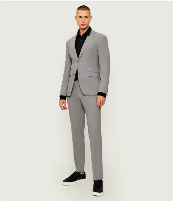Мужской костюм-двойка приталенный P-Huge-2Pcs-WG-253 Slim Fit BOSS, серый