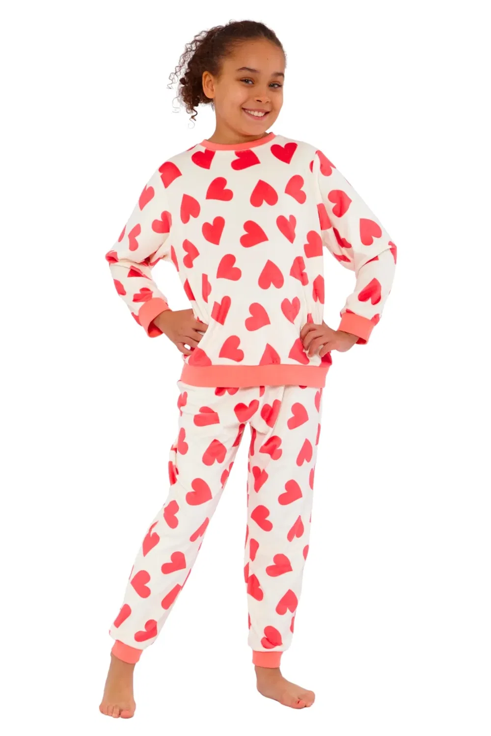 Мягкие велюровые пижамы с сердцем Cozy N Dozy, Cream