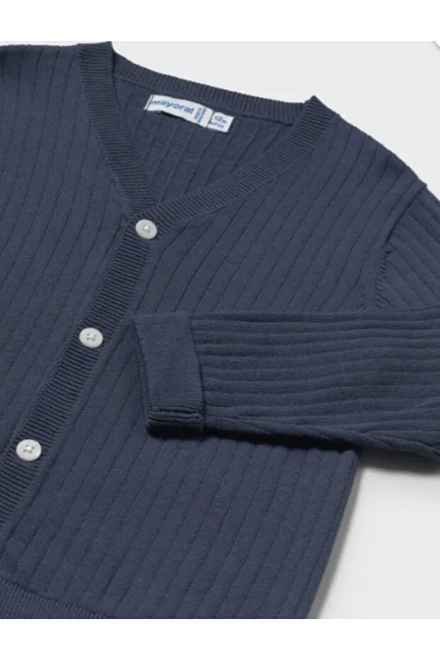 Детский жаккардовый вязаный кардиган для мальчиков Mayoral, Navy Blue — фото 4
