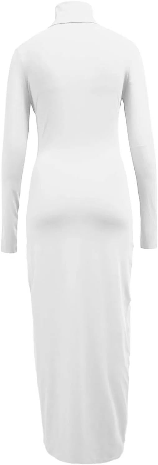 Женское облегающее платье с длинным рукавом Bodycon, White — фото 4