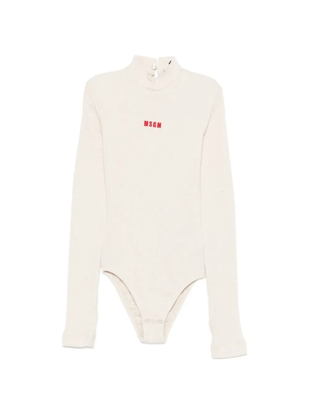 Боди из вафельного трикотажа с вышитым логотипом MSGM Kids, бежевый
