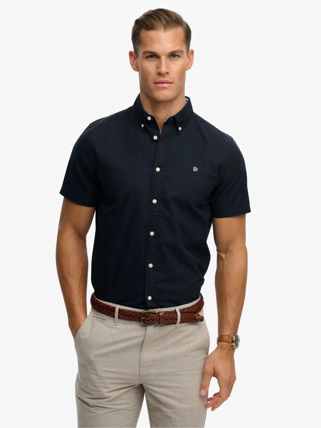 Рубашка Preppy Oxford с коротким рукавом Superdry, темно-синий — фото 3