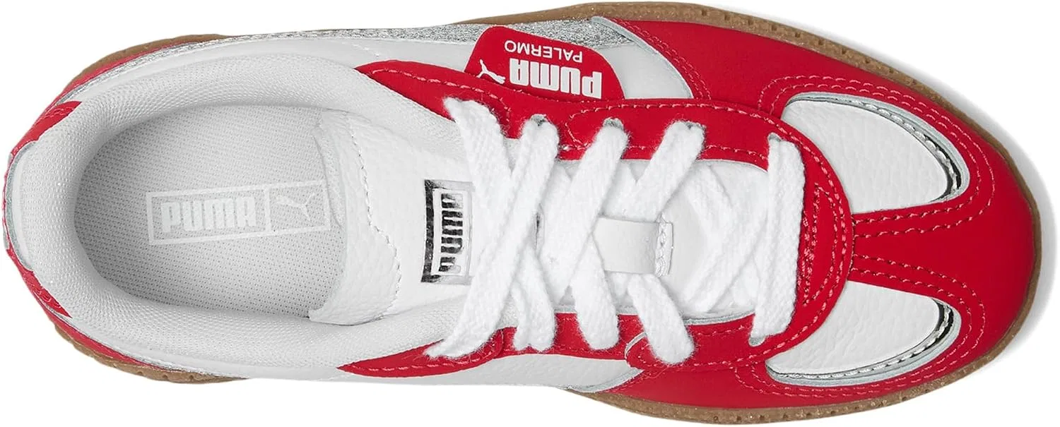 Детские кроссовки для девочек с металлическим блеском Palermo Moda PUMA, All Time Red/Puma Silver/Gum — фото 2