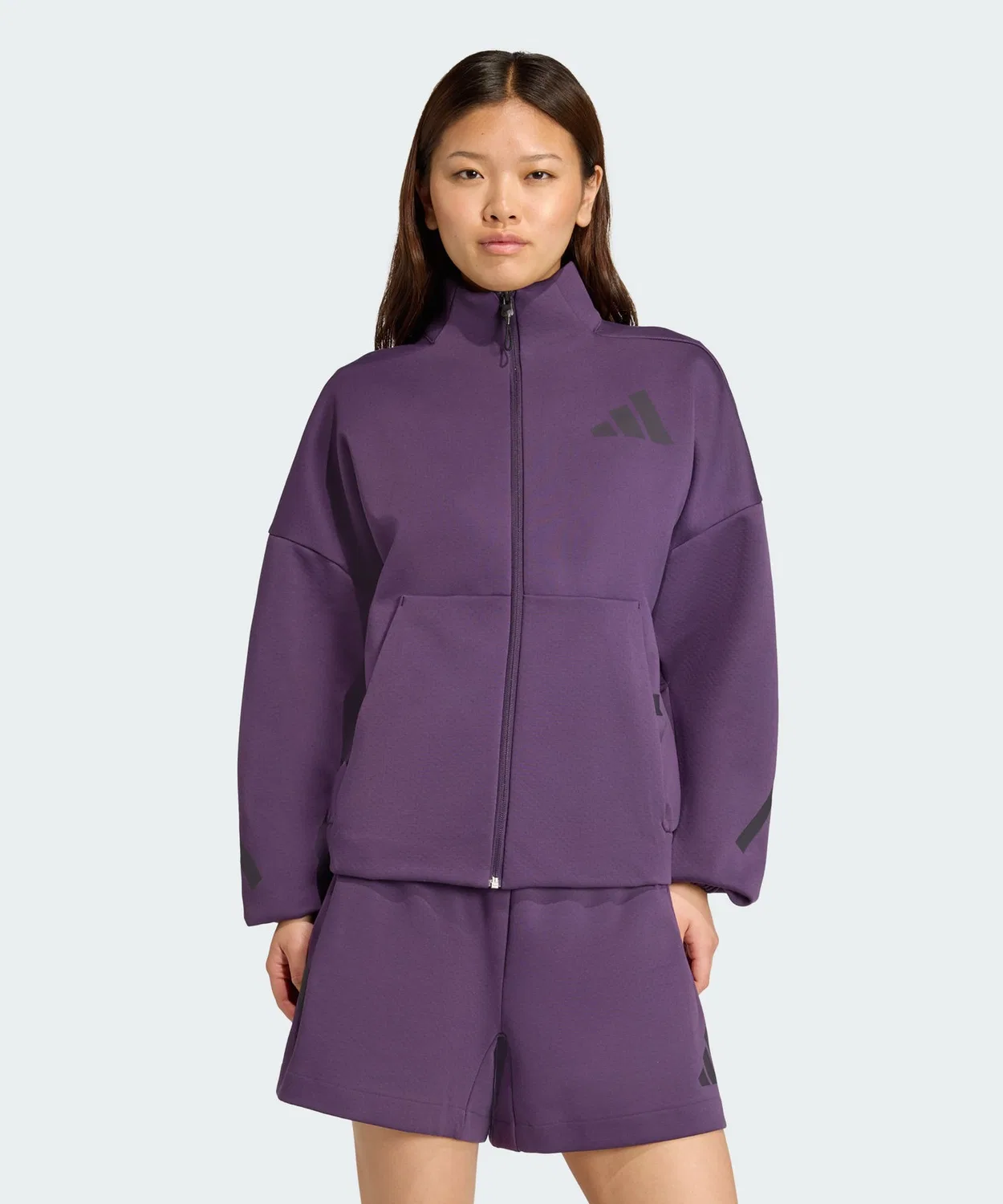 Женский джерси-топ с капюшоном, свободного кроя Adidas Z.N.E., Violet
