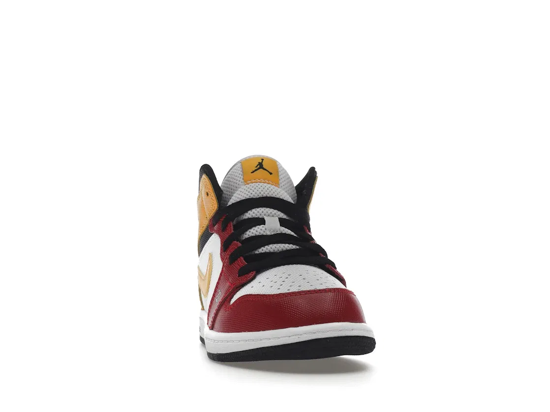 Детские кроссовки с высоким берцем Jordan 1 Mid Jordan, Black/Gym Red-White-University Gold — фото 2