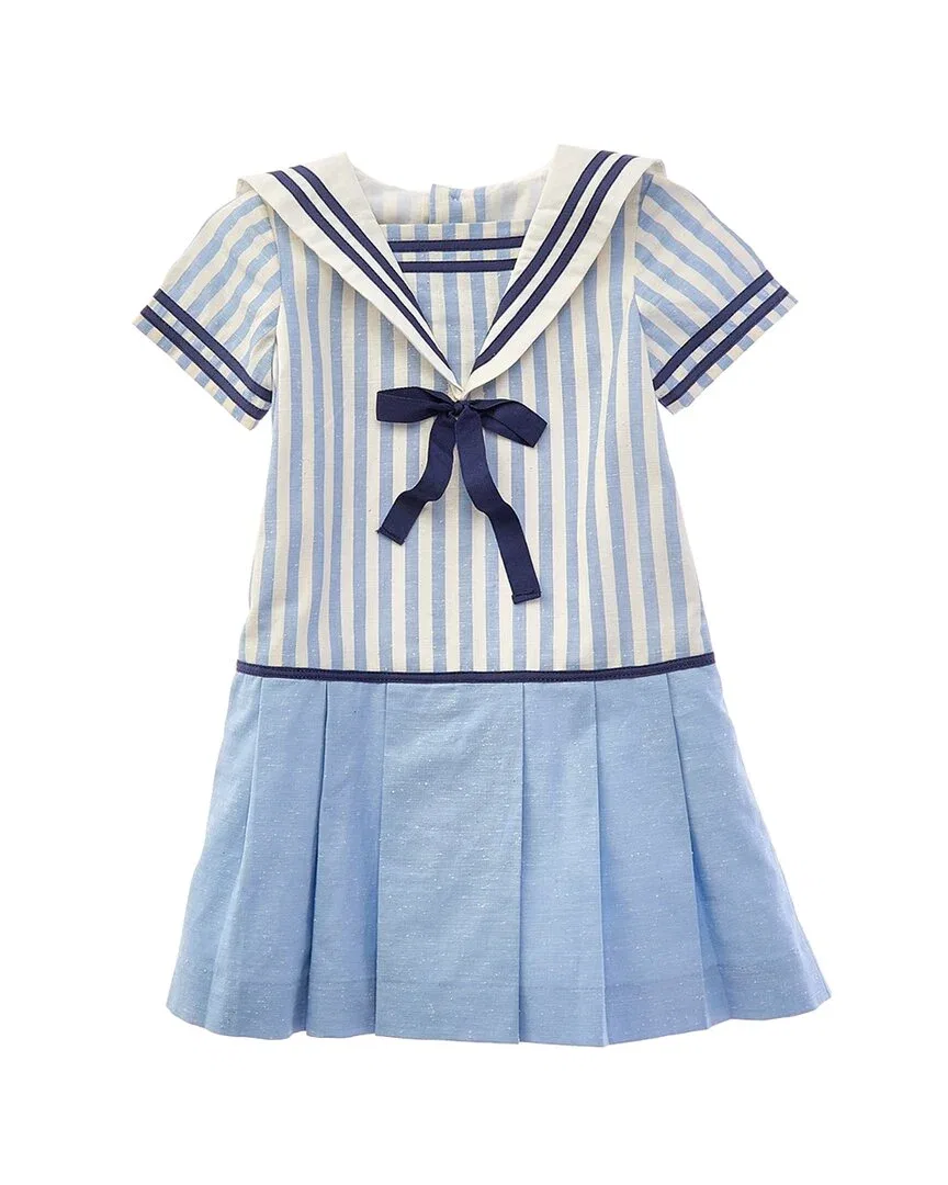 Детское платье для девочек со складками Nautical Striped Pepa London, синий