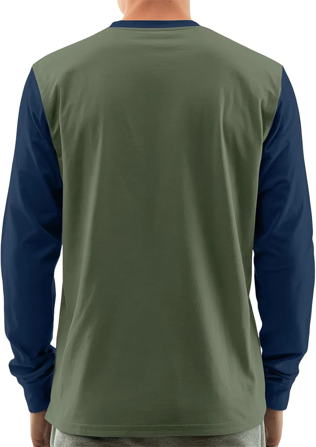 Мужская футболка с длинным рукавом реглан Color Block, Army Green — фото 2