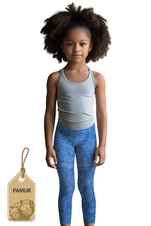 Детские леггинсы для девочек с принтом Mk Mukko Kids, Dark Blue Granite — фото 4