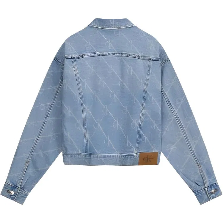 Женская джинсовая куртка с отложным воротником Calvin Klein, Q0Z Denim Light Blue — фото 3